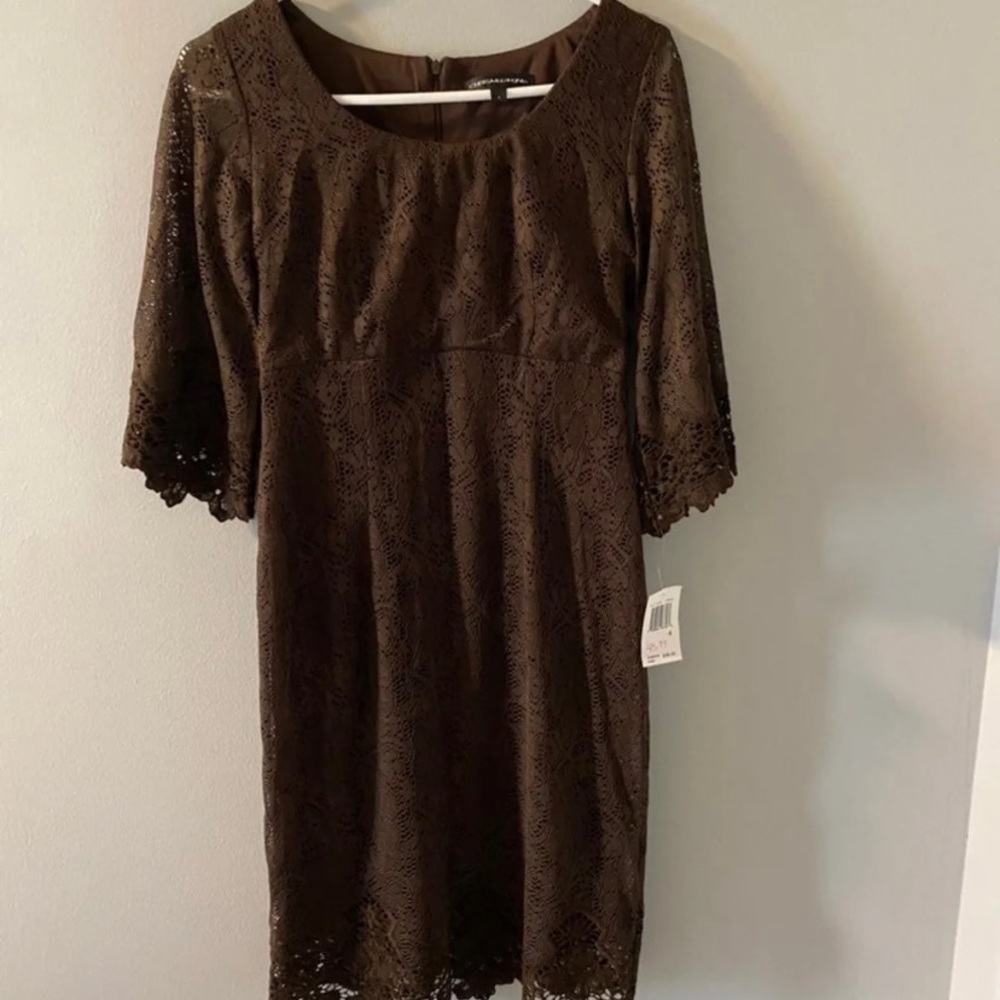 NWT CHRISMcLaughlin Beautiful Lacy Dress~ Brown~Size‎ 4